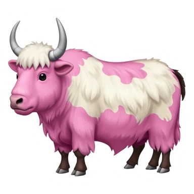 A shaven yak. Viewed from the side, it should have large pink patches where its fur has been completely shaven. sticker