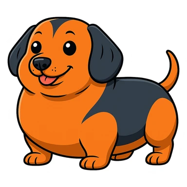 Make the dachshund dog even chubbier, keeping the same style as the original image. Remove the background. sticker