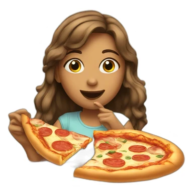 girl eating a pizza sticker