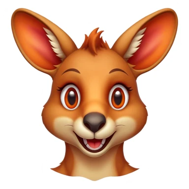 Cinematic Comical Kangaroo Portrait Emoji, Head tilted dramatically with an exaggeratedly amused expression, featuring a striking red-orange fur with a playful glint in its wide, expressive amber eyes, Simplified yet hilariously expressive features, highly detailed, glowing with a slightly sassy glow, high shine, dramatic yet playful, stylized with an air of cheeky outback mischief, bright and endearing, soft glowing outline, capturing the essence of a spirited and over‐the‐top kangaroo, so meme‐worthy it feels like it could bounce its way into internet fame instantly! sticker