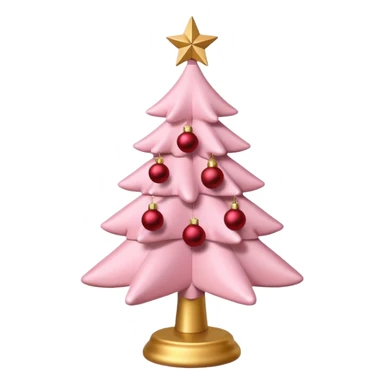 pastel pink christmas tree with red ornaments and star on top sticker