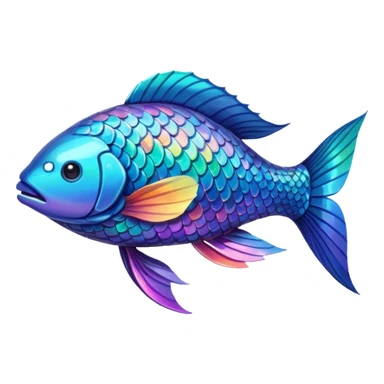 the flat side view of a generic fictional/imaginary fish sticker