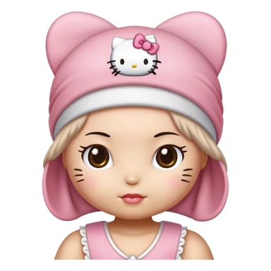 hello kitty wearing a hair bonnet no hair showing sticker