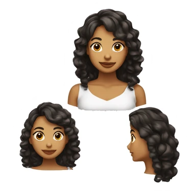 Chica con cabello ondulado negro y largo y tez morena sticker