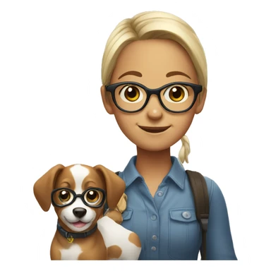 smiling girl with glasses and pet sticker