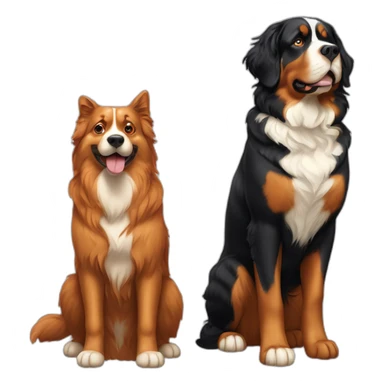 A Bernese dog next to A tortoiseshell cat without white sticker