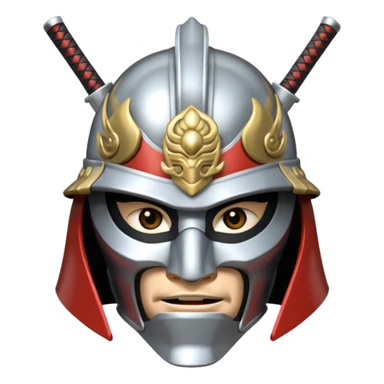silver samurai helmet sticker