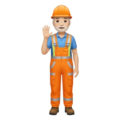 older engineer hi-vis orange overalls full body holding nothing sticker