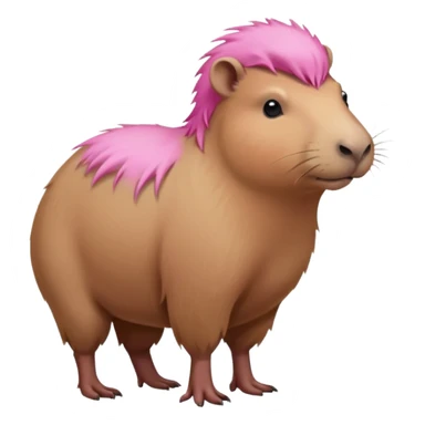 Capybara with pink head hair, standing sticker