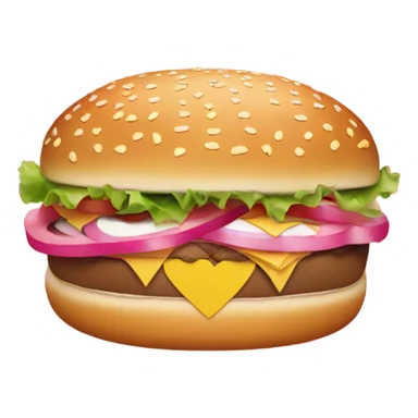 Burger with pink hearts surrounding it  sticker