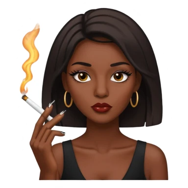 Baddie smoking face with lashes and nails  sticker