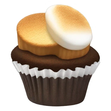 S’mores cupcake with marshmallow and graham cracker sticker