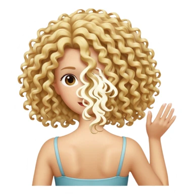 back view of a hand running through blonde curly hair sticker