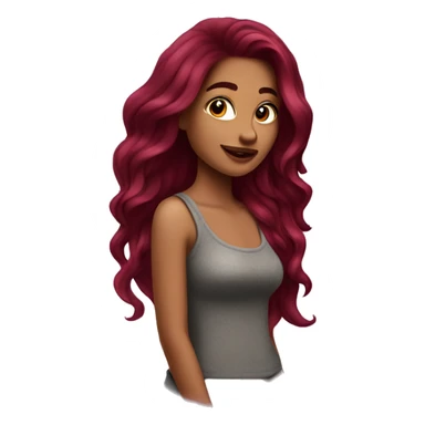 Beautiful tattooed  burgundy long haired woman blushing in love sticker