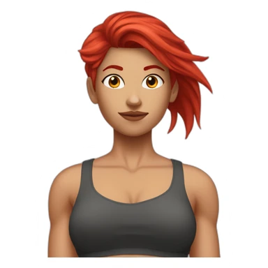 white fit girl with abs biceps and red undercut hair sticker