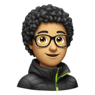 Un garçon blanc à das lunettes de ski il a cheveux noirs sticker