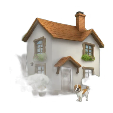 Cosy home with garden and dog sticker