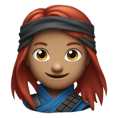 smiling ninja with red hair with blue eyes sticker