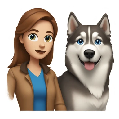 Woman brown hair blue eyes with Husky Copper beige  sticker