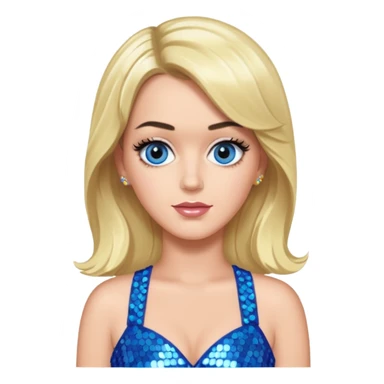 Katy Perry with long blonde hair, blue sequin outfit sticker