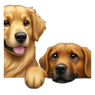 Golden retriever and rottweiller in a dark cabriolet sticker