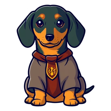 A dachshund in a Harry Potter costume sticker