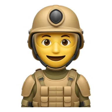 modern infantry soldier with body armor, helmet, and mask, emoji style sticker