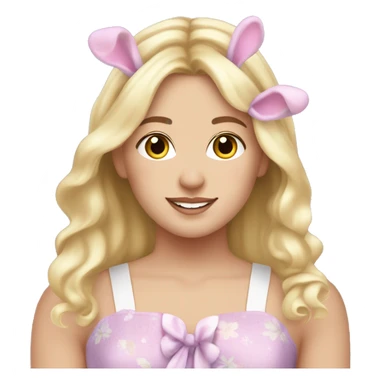 White girl, blonde hair, Easter dress, and Easter bunny ears Easter ￼ sticker