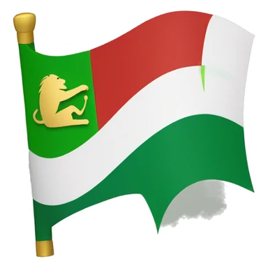 a flag split into three parts horizontally, green on top, white in the middle, red on the bottom, with a small gold symbol in the middle of a lion, facing to the left but head turned to look forward sticker