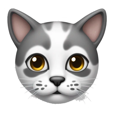 The cat’s face is clear white with a black spot under the nose, shaped like a mustache. Big dark spots on the forehead and near the ears. sticker