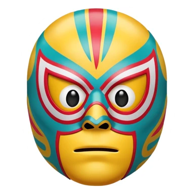 sad face emoji wearing a colorful luchador mask sticker
