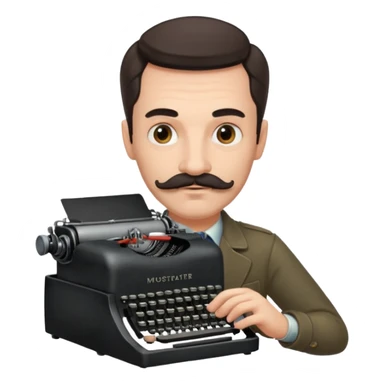 moustache man with vintage typewriter sticker