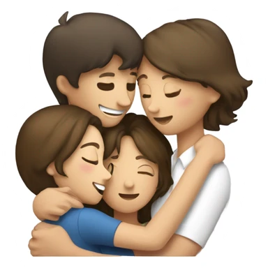 A brunette man and two women hugging caucasian sticker