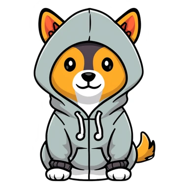 Dog wearing a hoodie sticker