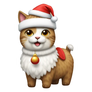Cat wearing a Santa hat riding an alpaca sticker