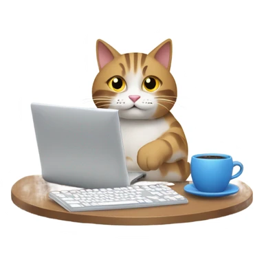 cat busy coding sticker