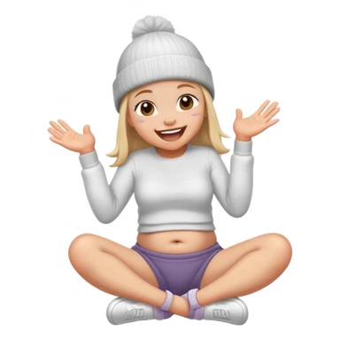 Girl with beanie belly laughing and slapping knee  sticker