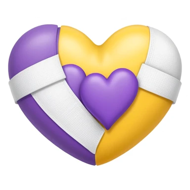 two hearts, one purple and one yellow, both with bandages sticker