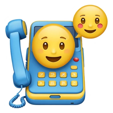 emoji with a phone and speech bubble symbolizing calling out to customers, in E-conomic inspired colors sticker