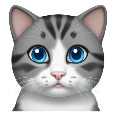 Gray/ black/ withe munchkin cat sitting with blue eyes sticker