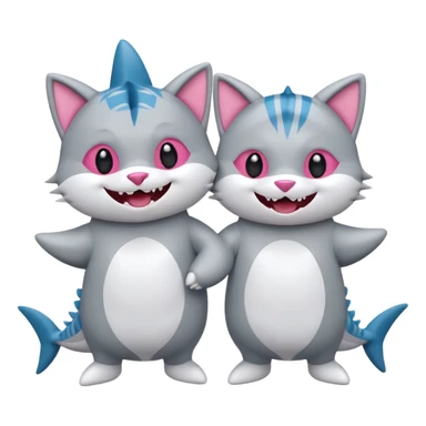 2 happy cats wearing shark costumes sticker
