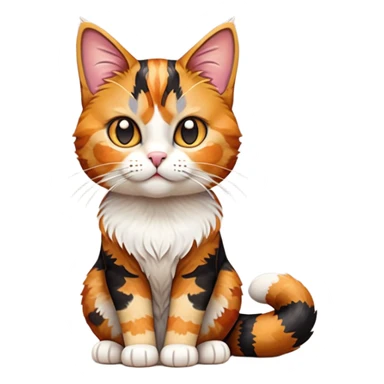 cinematic-[calico tabby cat]-realistic-full-body-sitting-emoji,-tail-curled-playfully-around-its-paws, cinematic-cute-calico-cat-portrait-emoji,-head-tilted-playfully-with-sparkling,-inquisitive-eyes-and-a-charming-patchwork-fur-of-orange,-black,-and-white,-simplified-yet-irresistibly-adorable,-highly-detailed,-glowing-with-a-warm,-invit (3) sticker