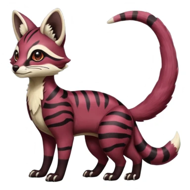 Rare realistic dark-burgundy grey black gradients lush tropical exotic cute epic pretty beautiful handsome gorgeous aesthetic colorful vibrant Vernid-Protogen-Primagen-Wickerbeast-Genet-Trico-species-Fakemon-hybrid-creature by LiLaiRa, beautiful intricate markings, full body sticker