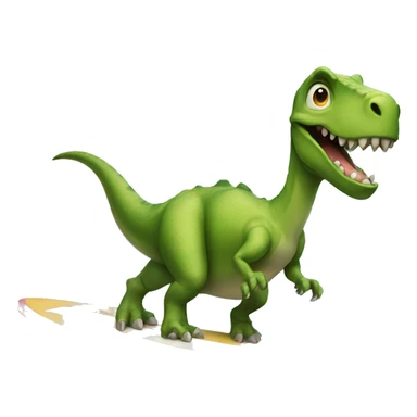 dinosaur with skirt riding a surfboard sticker