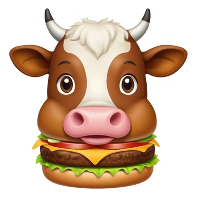 cow eating vegan burger sticker