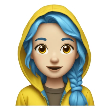 Girl with pale skin freckles blue hair wearing a yellow raincoat and yellow rain boots  sticker