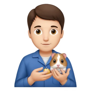 a brunette man vet holding a hamster sticker