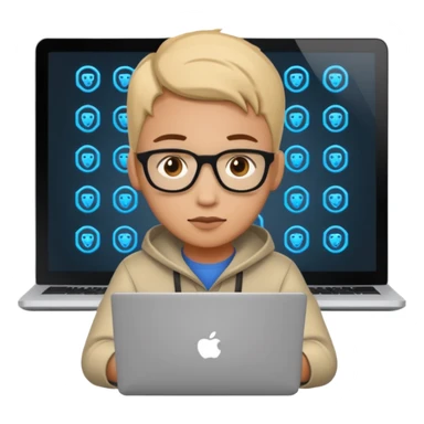 web developer with laptop and code symbols sticker