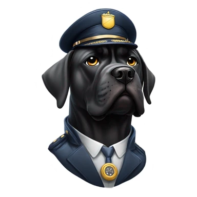 A Cane Corso dressed as an airplane pilot. sticker