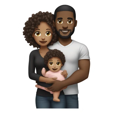 Black bf holding light skin curly head gf big baby  sticker